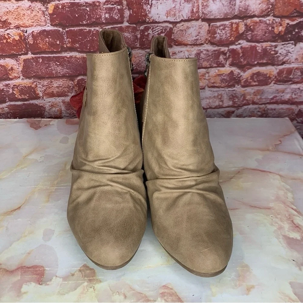 Blowfish Malibu Tan Wedge Stacked Heel Slouchy Ankle Booties